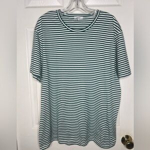 reiss striped Egyptain Cotton Women’s T-shirt Size XXL Green White Casual Soft